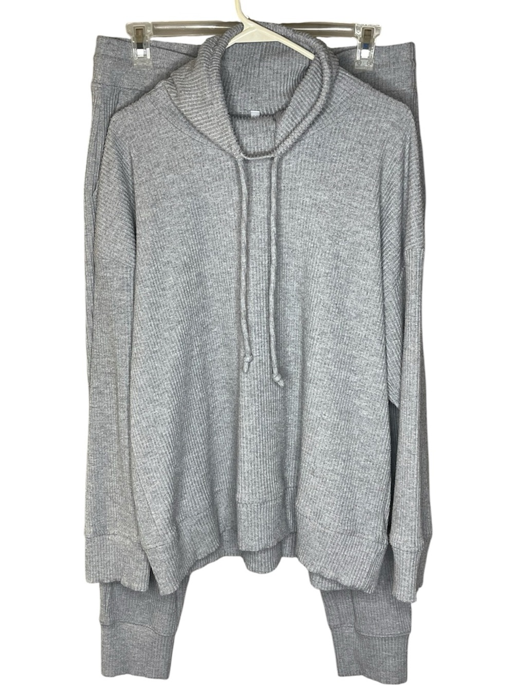 Haven Well Within Cozy Gray Knit Hoodie and Sweatpants Set Sz XL